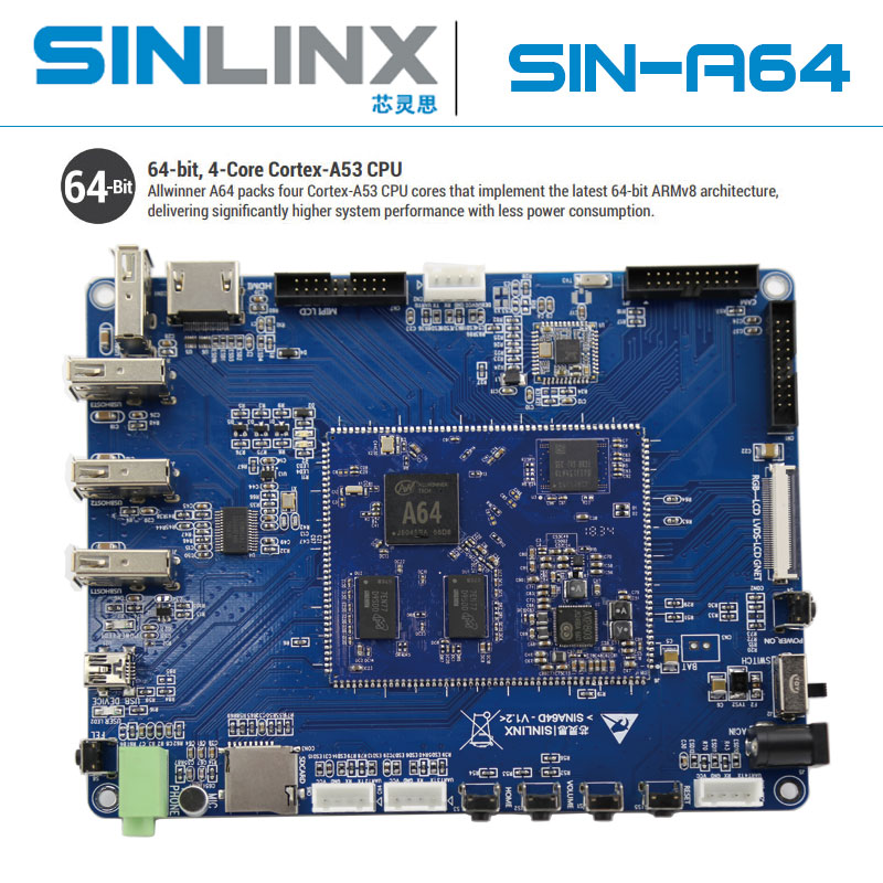 四核CortexA53安卓ARM芯灵思linux嵌入式全志A64开发板android_虎窝淘