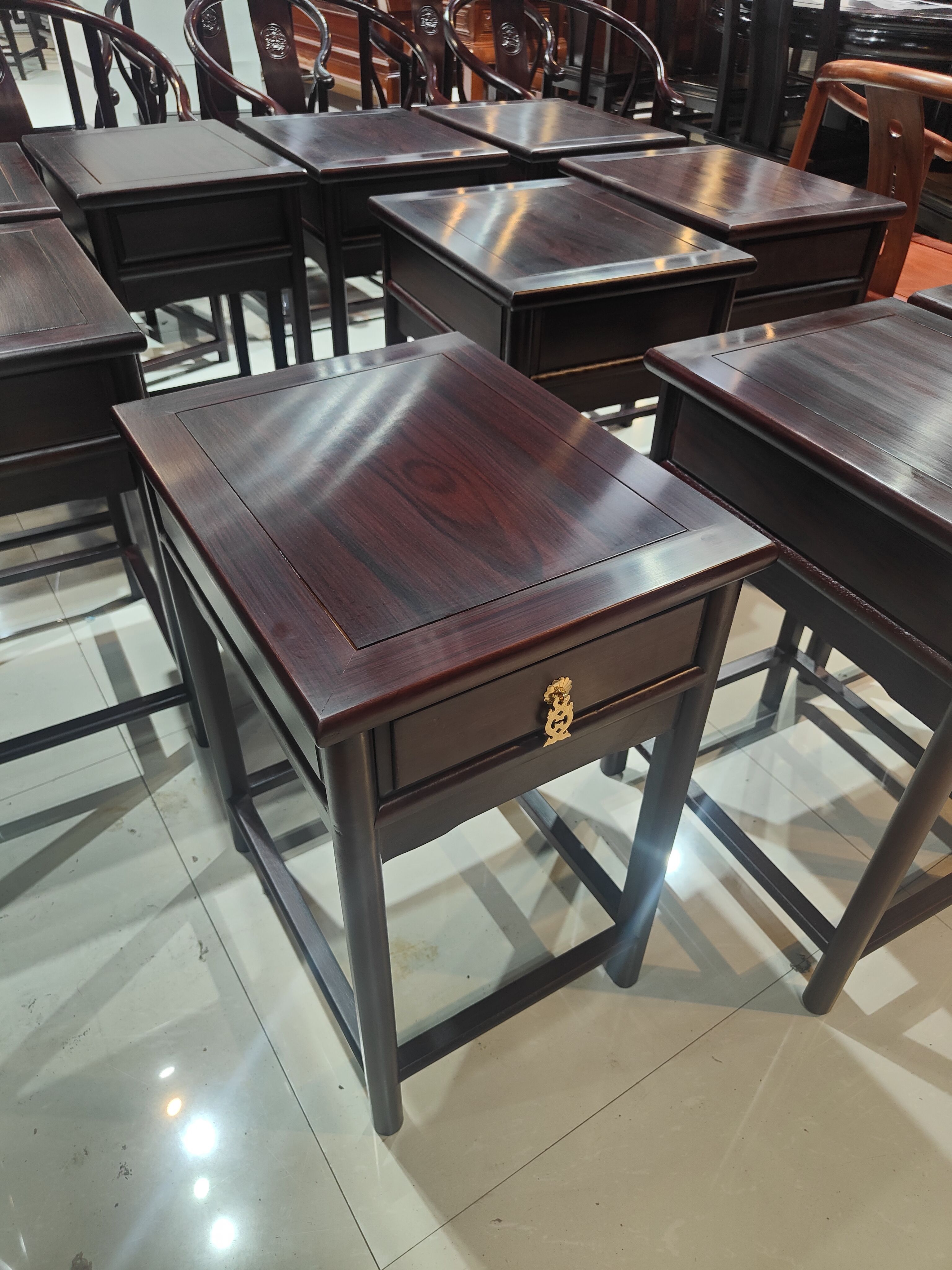 黑酸枝家具新中式全实木客厅角几茶几边几小方几带抽屉