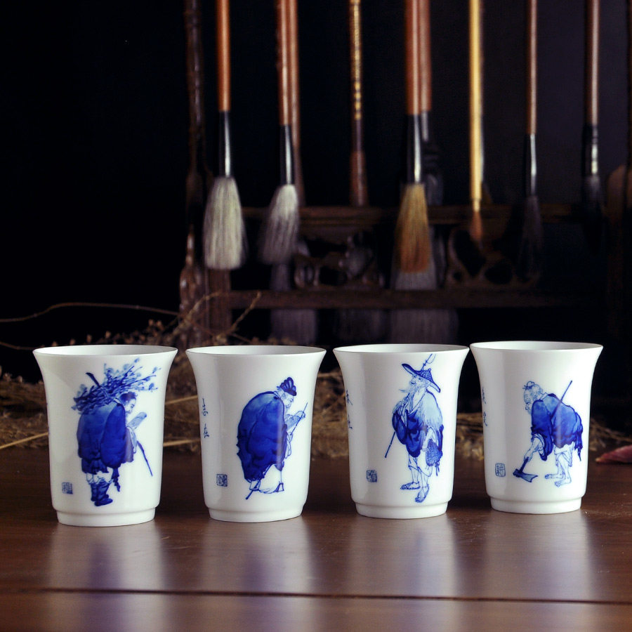 珠山画院手绘风渔樵耕读功夫茶具