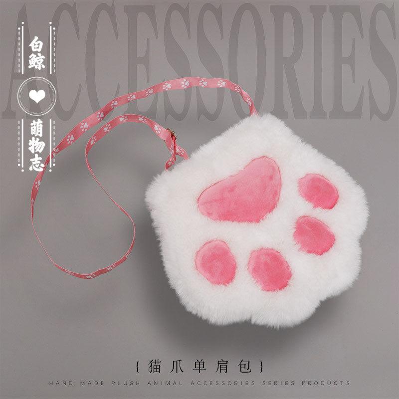 秋冬毛绒可爱猫爪软妹斜跨女包