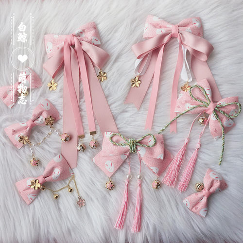 日式和风发饰小物原创Lolita蝴蝶结发夹饰品洛丽塔古风流苏头饰 - 封面