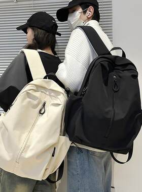 复古书包轻奢新款纯色初高中学生背包大容量防泼休闲双肩包