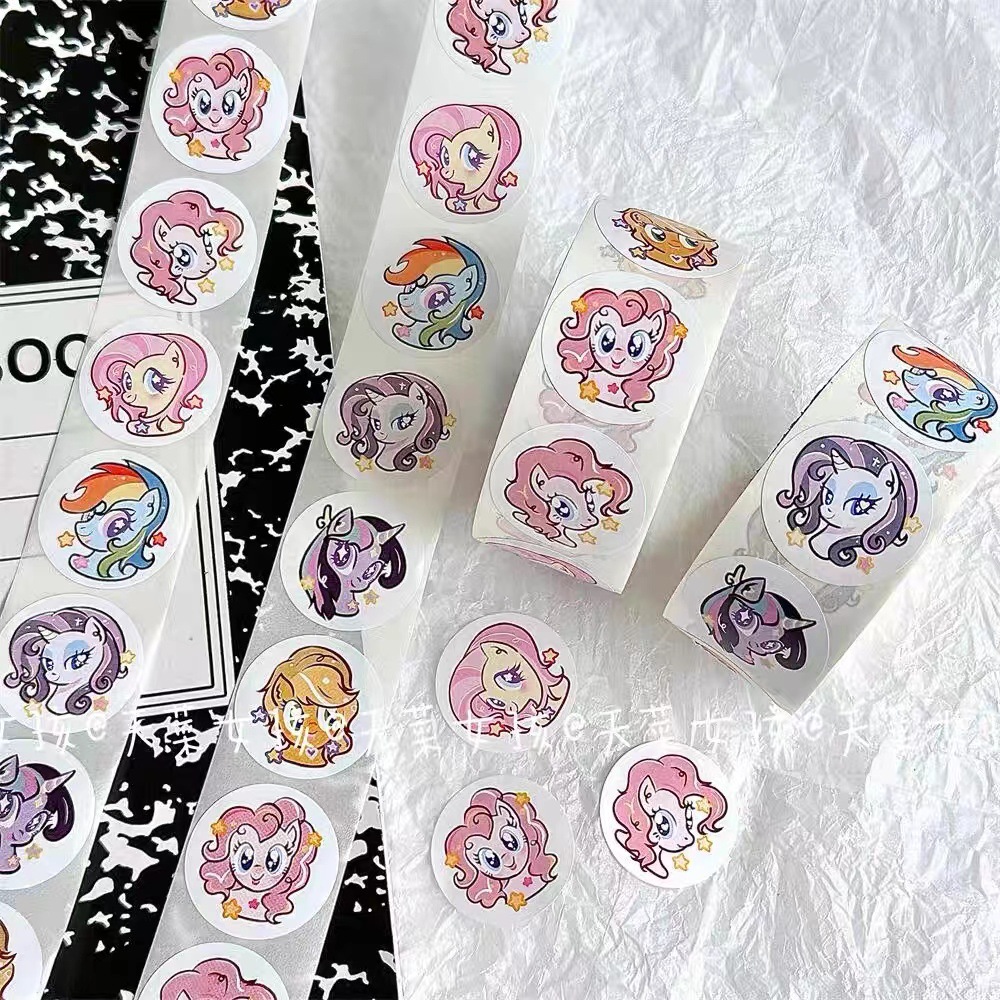 小红书热门小马宝莉卷卷贴纸手帐素材装饰材料信封封口贴圆点贴纸