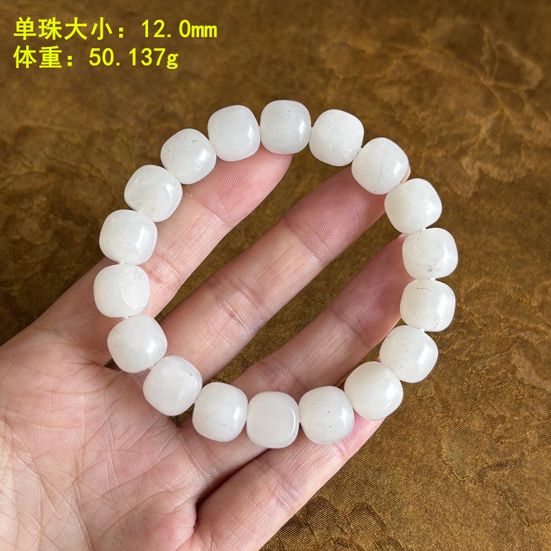 waiwai已定出自羊脂底青花12毫米白玉籽料老型珠手串 有原皮朕&reg;