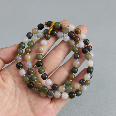 和田玉多宝项链多彩手链7mm送礼