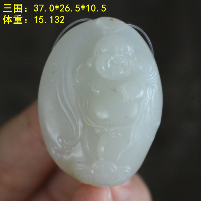 和田玉金皮羊脂白玉籽料小佛