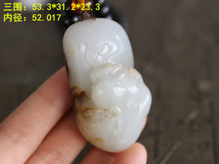 新疆天然和田玉朕® 玉石 老熟白玉独籽貔貅玉石吊坠挂件男女款