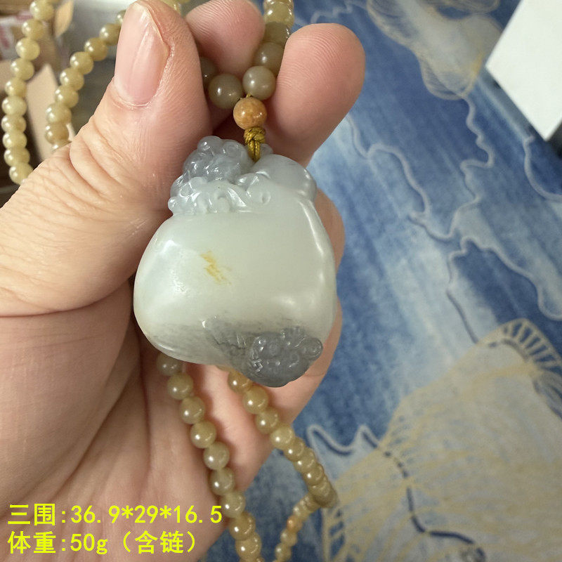 黑白分明的青花籽料双鱼挂件套装