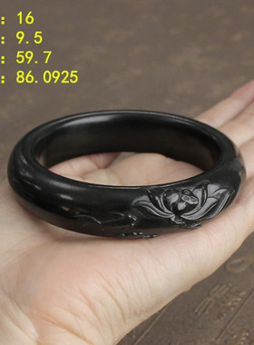 N59.7满分密度 青玉籽料雕花手镯 有原皮 和田玉 朕®开仓