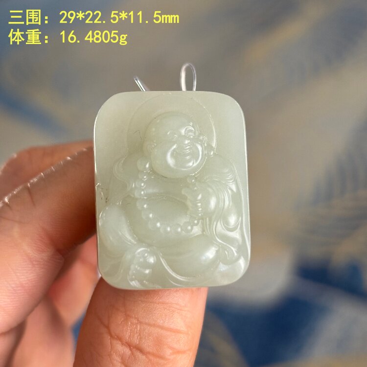 N青白玉籽料佛挂件 有原皮 朕&reg;开仓 新疆和田玉