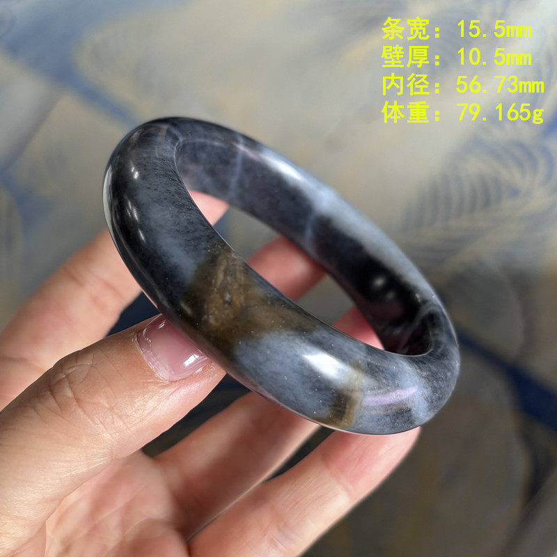 L56.73糖青花籽料手镯 无原皮朕&reg; 新疆和田玉8-5