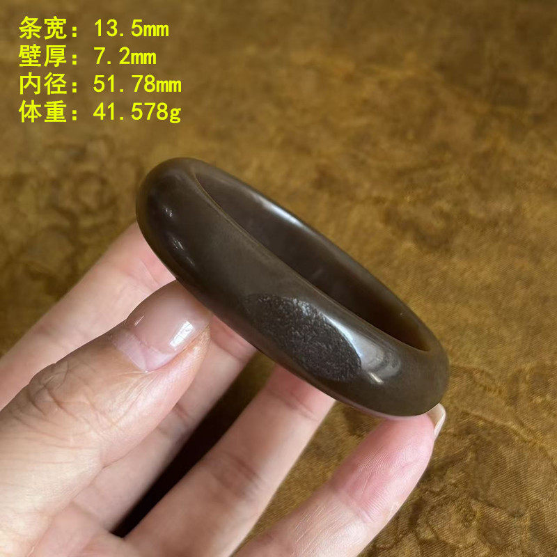 N51.78小码的甜蜜咖啡糖一样的糖玉籽料手镯有原皮 和田玉朕®开仓