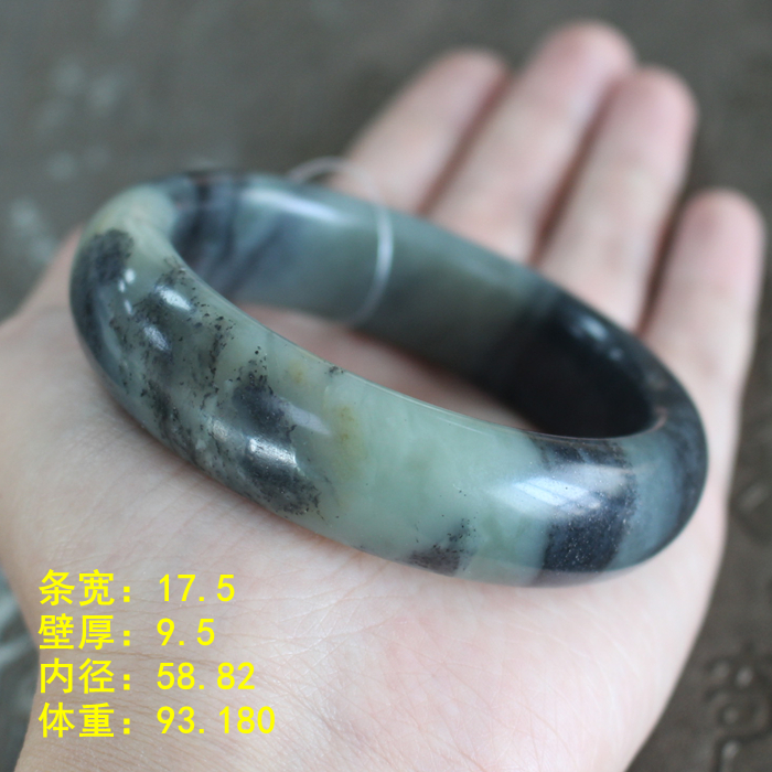 N深浅相间58.82花色太有韵味了和田玉青白玉青花籽料手镯 朕®开仓