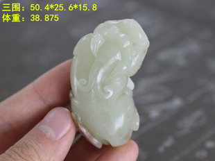 和田玉且末青白玉山料俏粉色僵花PP招桃花的大貔貅挂件 瑷和®