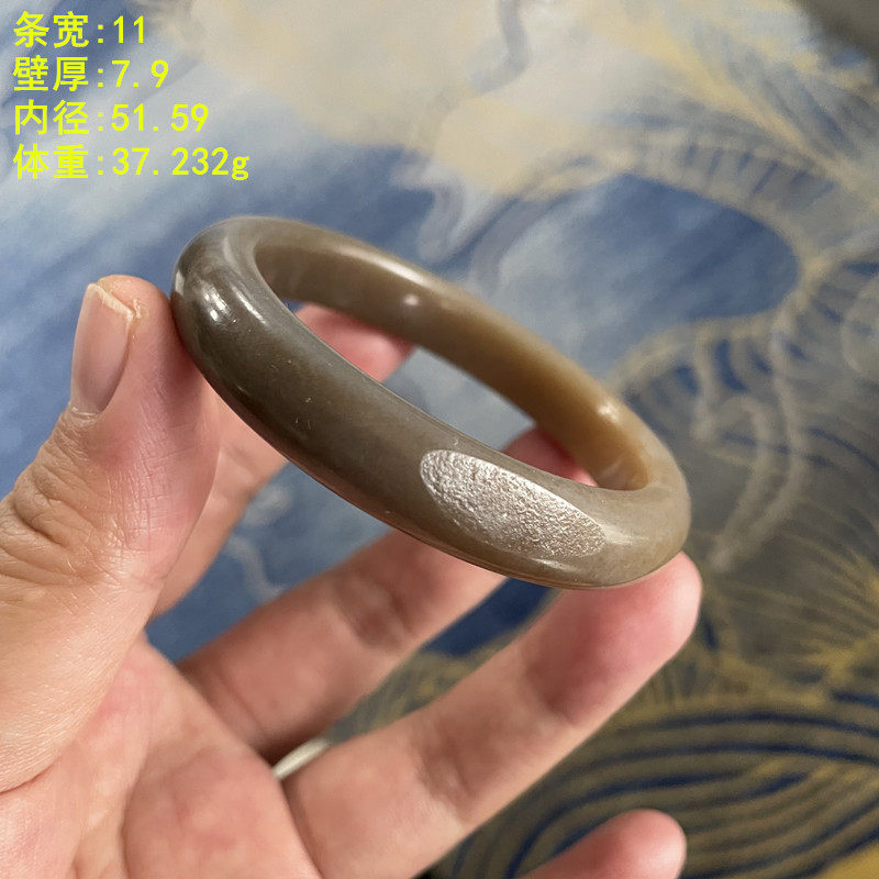 51.59糖玉籽料手镯适合49-51手寸小码有原皮朕®开仓新疆和田玉