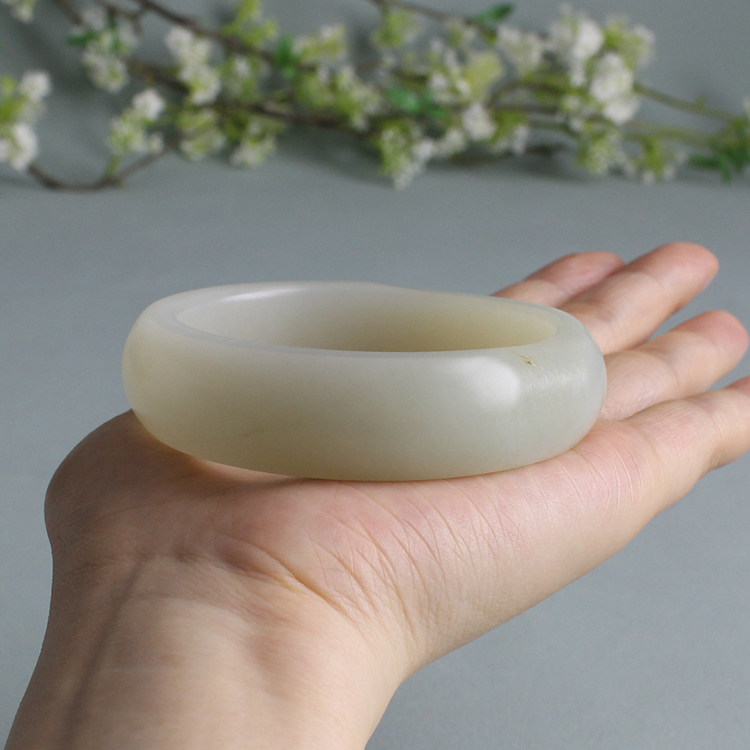 58.20传家大肥镯老熟脂糯的白玉籽料手镯/玉镯有原皮  朕&reg;