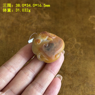 N黄沁皮牛白玉籽料挂件 有原皮朕®开仓新疆和田玉