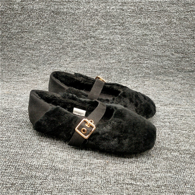 羊羔毛女鞋一脚蹬保暖毛毛鞋女冬外穿加绒一字扣带浅口平底豆豆鞋,女鞋,乐福鞋（豆豆鞋）,淘宝优惠券,粉丝福利购,淘宝优惠卷