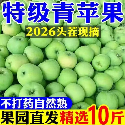 陕西青苹果新鲜水果10斤当季现摘绿大苹果王林孕妇酸脆甜整箱