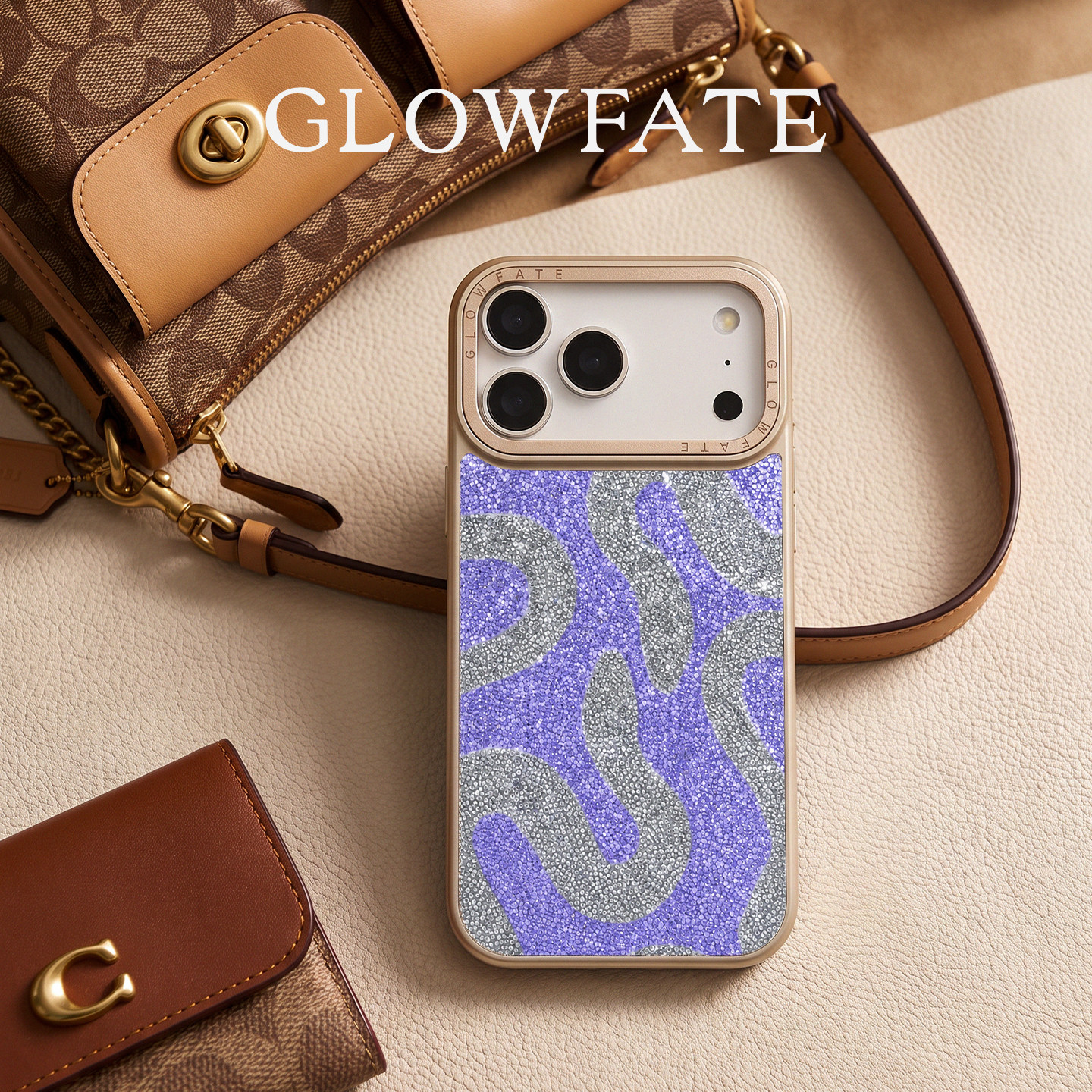 Glowfate水晶蛇纹磁吸手机壳适用iPhone潮流款闪粉高端苹果全包时尚潮流创意设计18ProMax新款防摔17保护套
