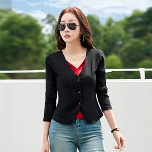 v领扣子开衫假两件纯棉长袖t恤女大码宽松老人秋衣中年妈妈打底衫