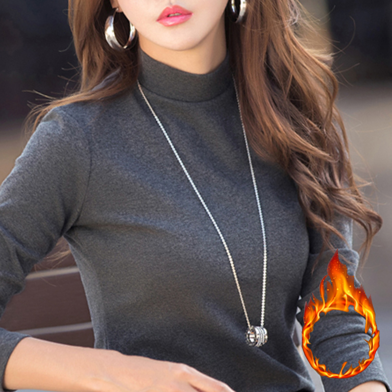 加绒加厚内搭中老年风长袖t恤