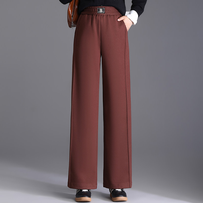 通勤风高腰阔腿裤女宽松显瘦垂感直筒长裤妈妈装大码5XL胖mm女裤