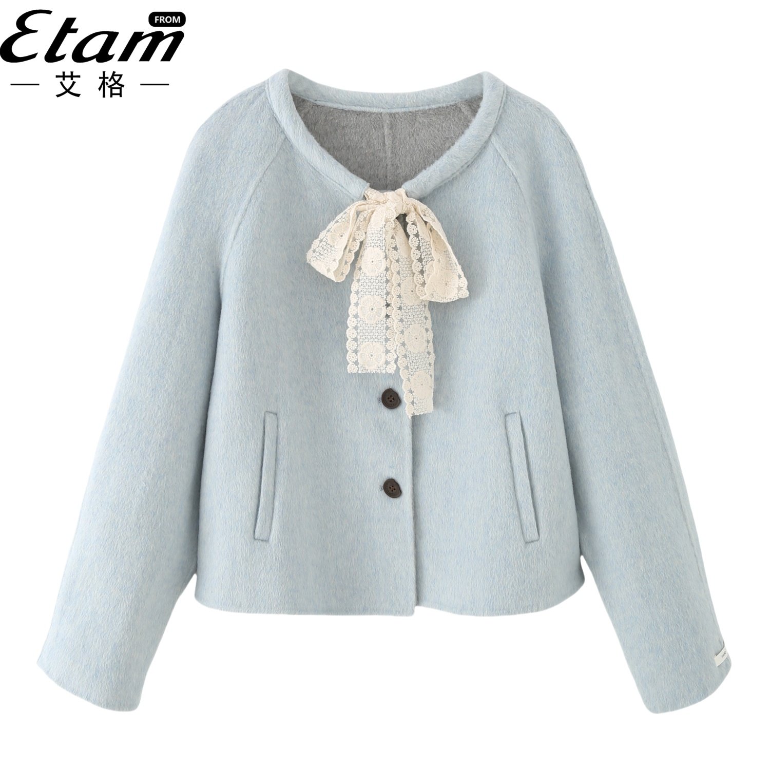 艾格秋冬新款双面羊毛大衣女短款宽松显外套女气质款小香风甜美,女装/女士精品,毛呢外套,淘宝优惠券,粉丝福利购,淘宝优惠卷