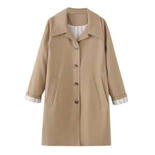 宽松休闲小个子英伦风大衣 春装 艾格风衣外套女中长款 2026年新款