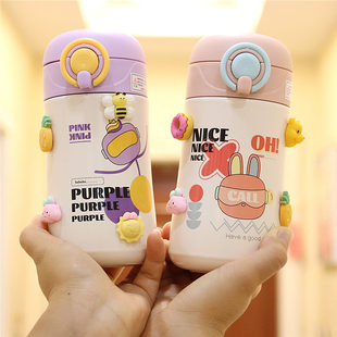 可爱小巧女学生便携带吸管保温杯316不锈钢儿童水杯弹盖防摔杯子