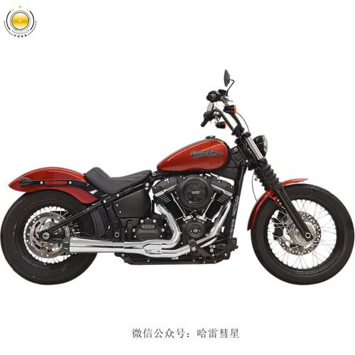 哈雷18年后软尾车系改装 BASSANI ROAD RAGE 2 电镀2出1排气管