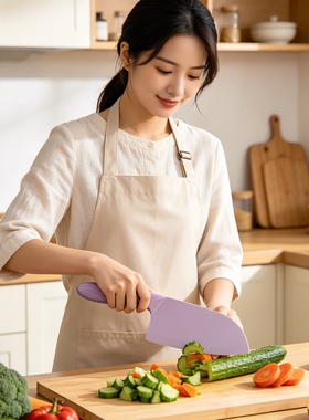 厨乐新款紫色全钢柄家用菜刀女士厨房切菜刀轻松切割舒适握感