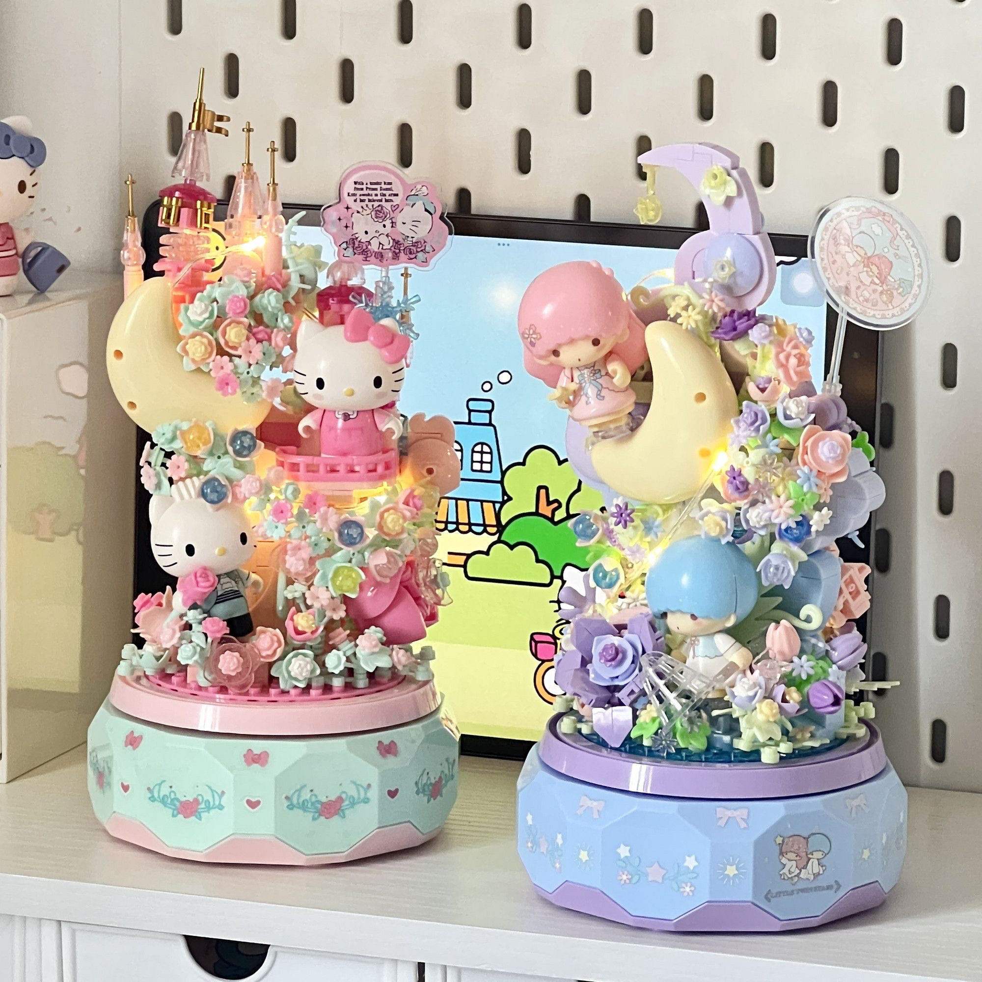 月光社三丽鸥正版hellokitty凯蒂猫八音乐盒积木玩具女生生日礼物图片