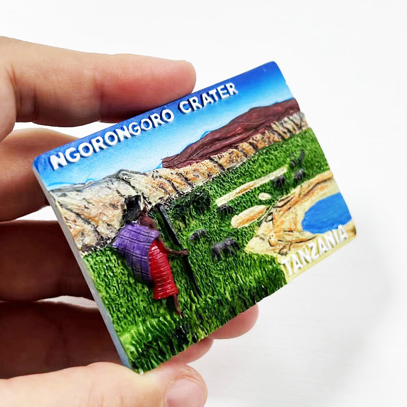 坦桑尼亚浮雕火山口磁吸冰箱贴