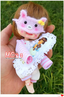 蜜茶娃衣 少女鱼点弟妹bjd12分gsc粘土娃ob11连体爬爬服睡衣眼罩