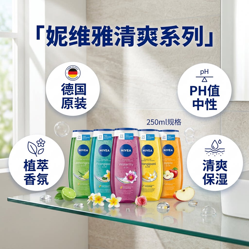 Nivea妮维雅沐浴露睡莲苹果玫瑰
