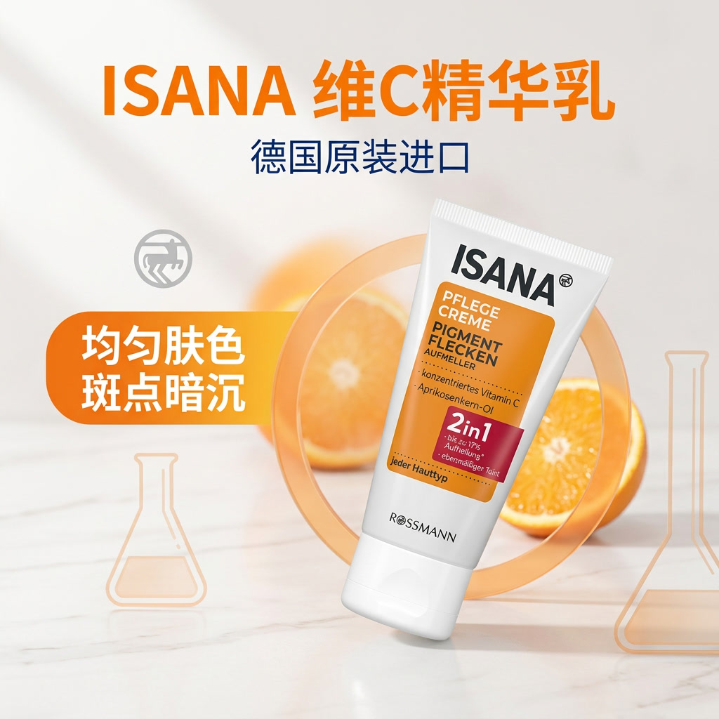 德国isana脸部滋润保湿补水提亮肤色滋养唇部唇周黑精华乳霜50ml