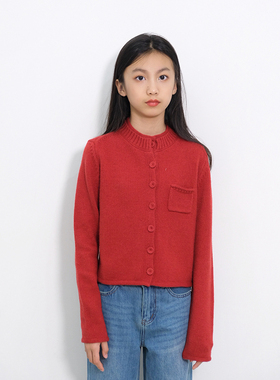 BBW潼家 23FW 女童中式过年红针织开衫中大童拜年服毛衣外穿01/08