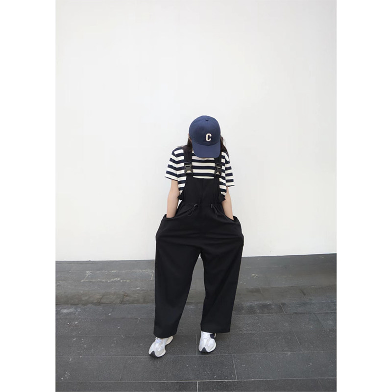 BBW潼家 韩版背带裤女童工装休闲百搭时尚宽松直筒背带裤连体裤
