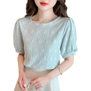 RM12365#夏装新款甜美花朵圆领宽松短袖上衣百搭显瘦温柔小衫t恤