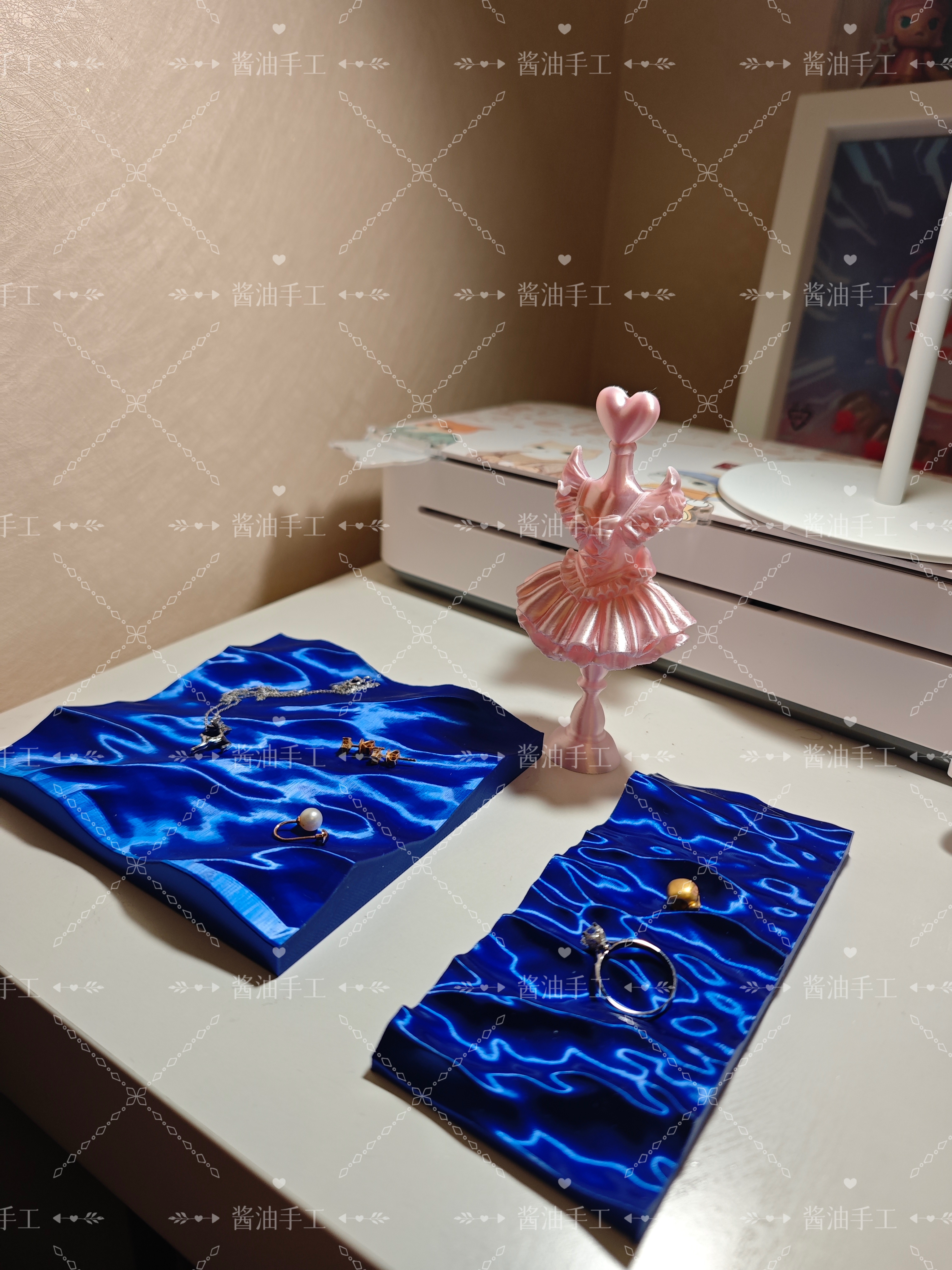 新款深海海浪戒指托盘项链饰品首饰陈列收纳摆件新年礼物玄关ins