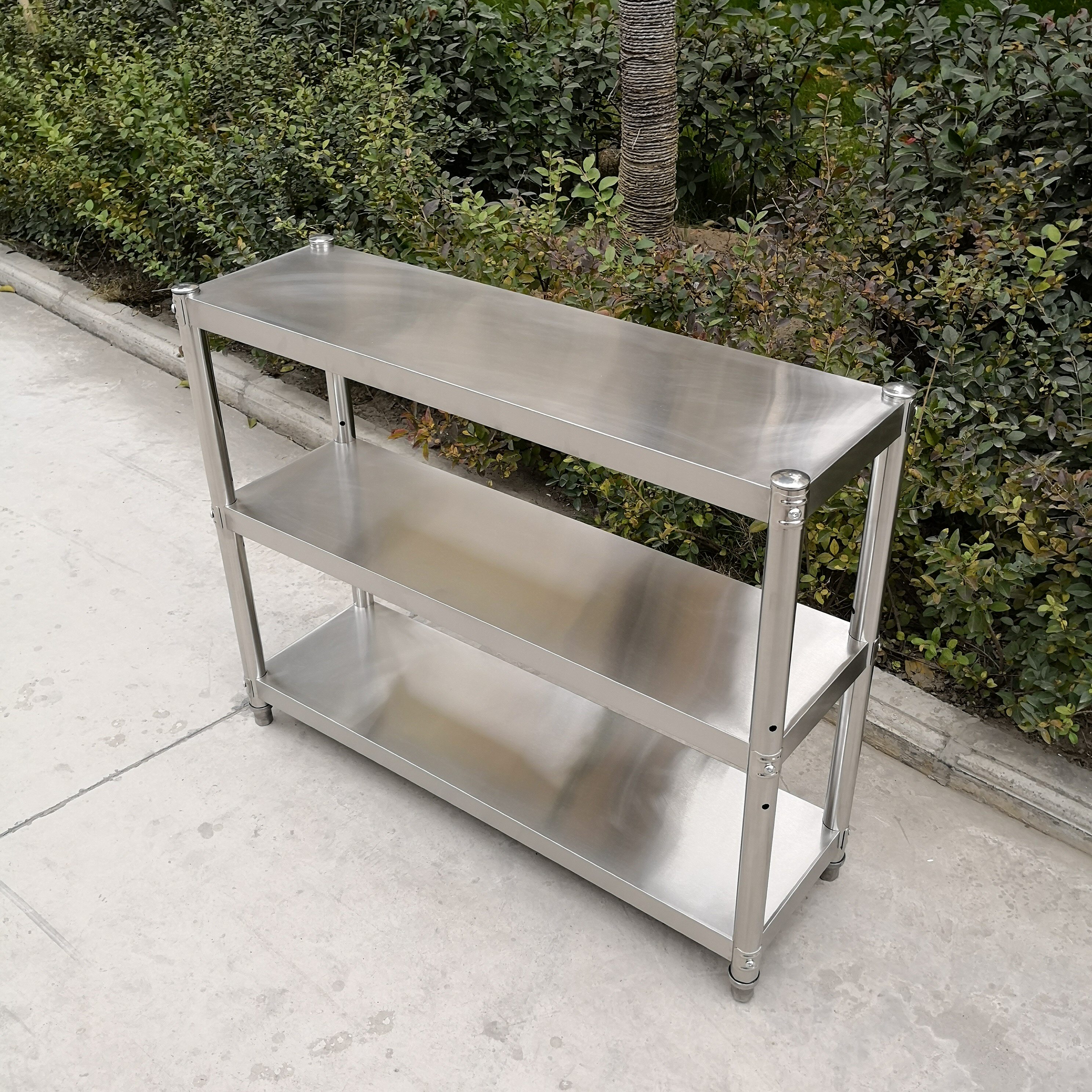 不锈钢厨房置物架3层多功能烤箱架子落地式多层微波炉家用收纳架