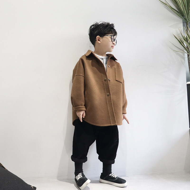 UL双面羊毛呢大衣儿童男童女宝宝洋气女童外套新款秋冬大童小童