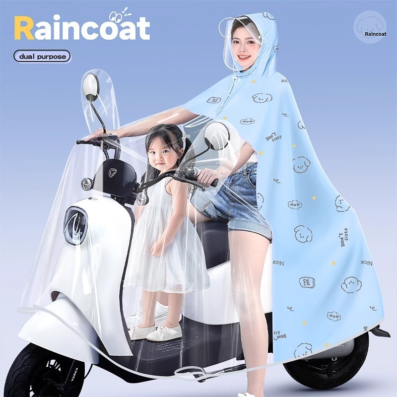 进口新款电动电瓶车亲子雨衣长款全身防暴雨成人专用加厚骑行雨披