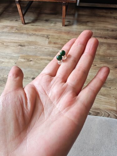 18K金镶嵌天然缅甸翡翠花青种辣阳绿圆珠子耳钉耳环有证书保A7天