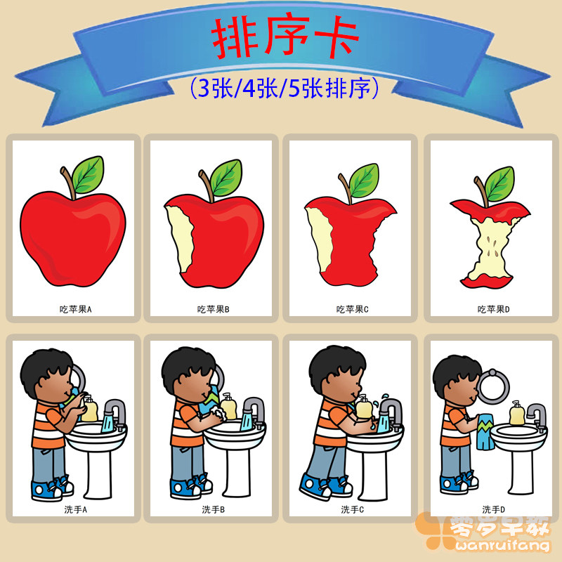 排序卡事件逻辑顺序语言发育迟缓早教训练卡片自闭症孤独症教具