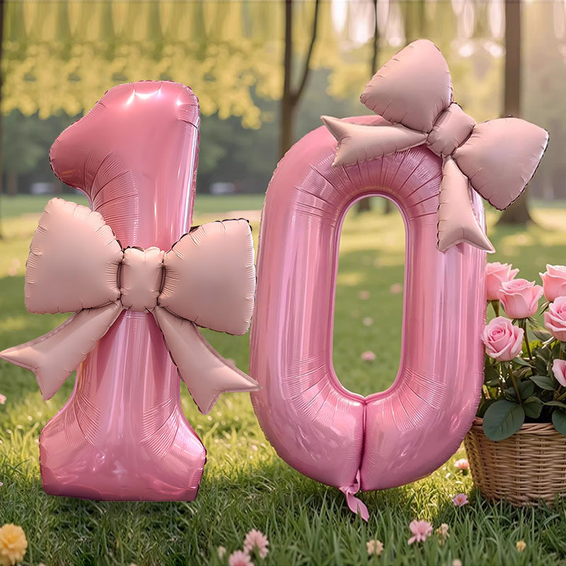 ins粉色蝴蝶结数字气球女孩儿童5周岁派对拍照铝膜汽球道具氛围感,节庆用品/礼品,装扮布置套餐,淘宝优惠券,粉丝福利购,淘宝优惠卷