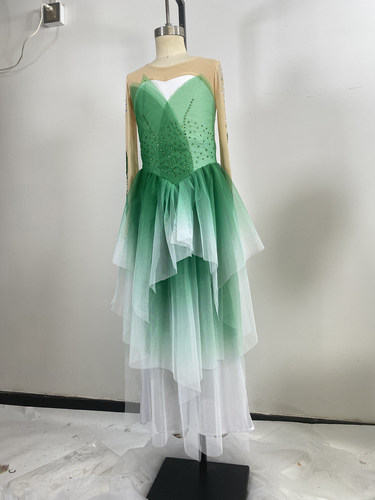 茉莉花开演出服舞蹈服装女飘逸中国风扇子剧目古装套装绿色舞蹈服