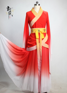 传统汉唐表演 飘逸中国风广袖 古风汉服女舞蹈服装 古典舞演出服女装