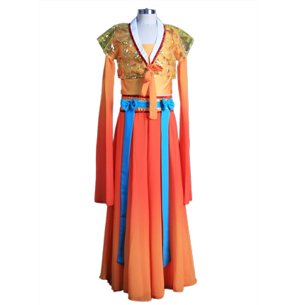儿童演出服装古典舞汉唐舞蹈演出服石雪函同款喜上眉梢服装大裙摆